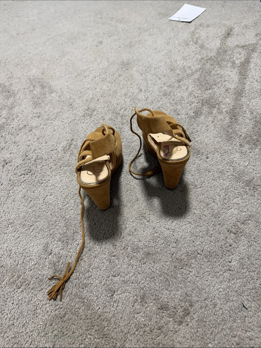 Women’s Suede Lace-Up Wedge Sandals - Tan Jessica Simpson